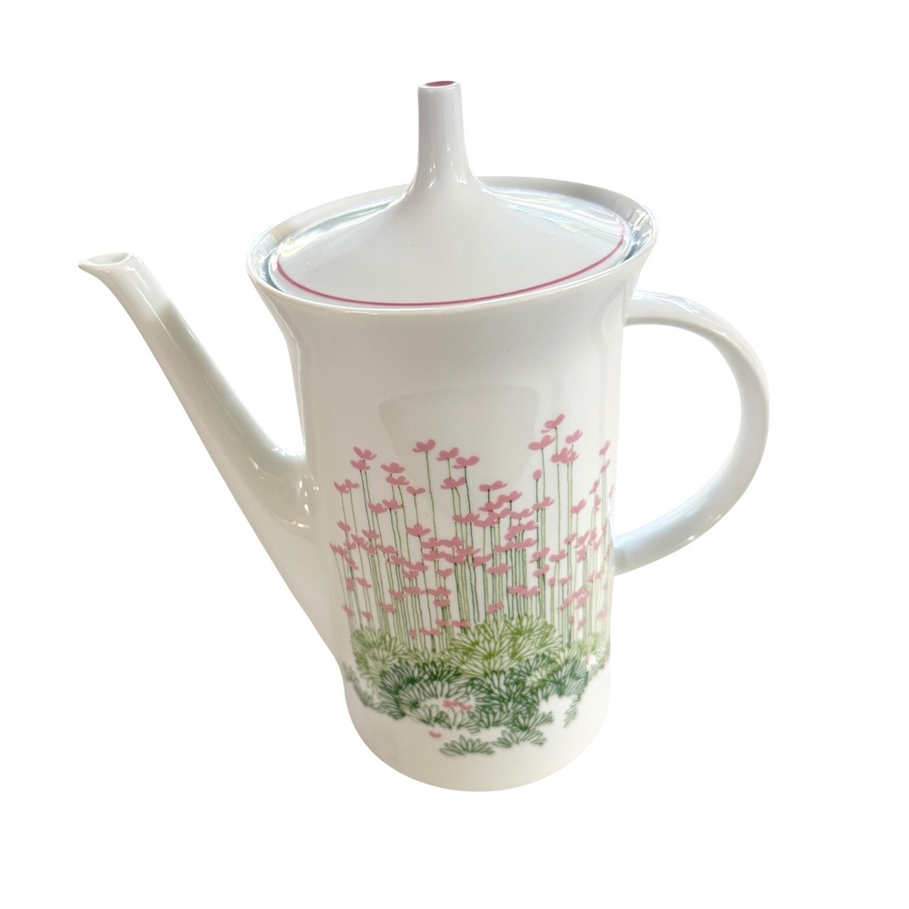 Rosenthal Studio Line Coffee Pot Berlin Baumann Pink Floral Germany Vintage 70s